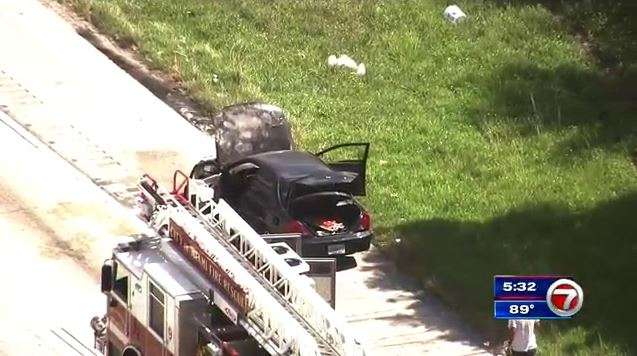 Car catches fire in NW Miami-Dade - WSVN 7News | Miami News, Weather ...
