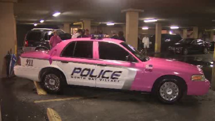 Pink Dodge Charger police car wrap in Orlando, October is B…