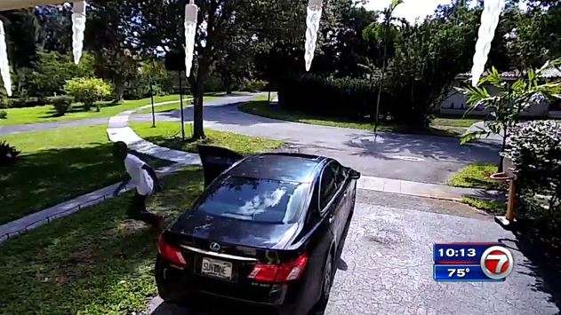 Thief caught on camera swiping package outside North Miami home - WSVN ...