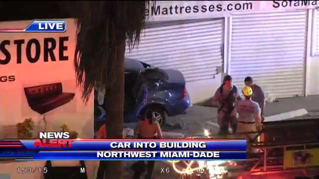 2 hospitalized after car crashes into NW Miami-Dade building - WSVN ...