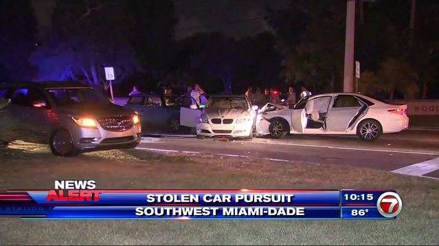 Pursuit of stolen car ends in SW Miami-Dade crash - WSVN 7News | Miami ...