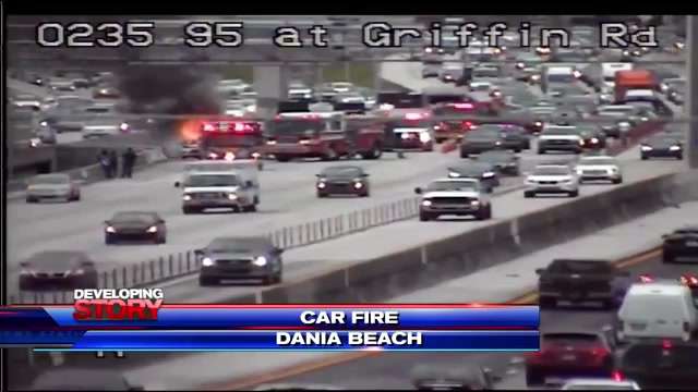 Car fire on I-95 southbound at Griffin Road - WSVN 7News | Miami News ...