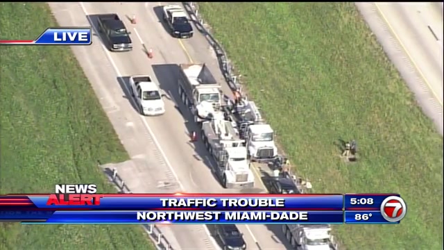 Left lane closed on westbound Turnpike Extension between 57th Ave and I ...
