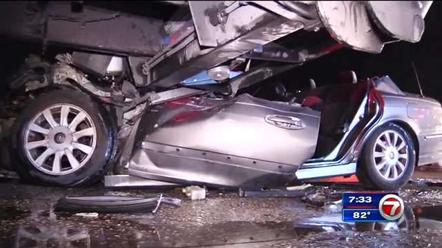 Man hospitalized after car and semi-truck collide in Hialeah Gardens ...