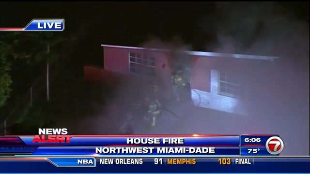 Crews battle Northwest Miami-Dade house fire - WSVN 7News | Miami News ...
