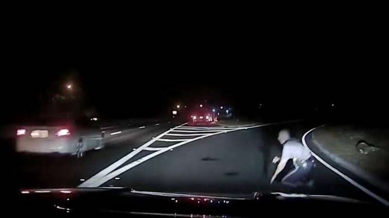 Dash cam shows officer diving to avoid being hit by passing car - WSVN ...