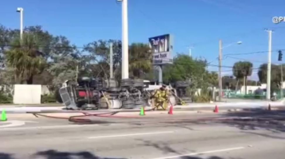 Oil tanker overturns near Palm Beach International Airport WSVN 7News