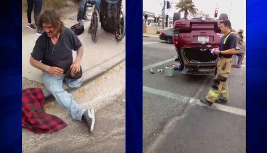 Wheelchairbound amputee comes to aid of car crash victims