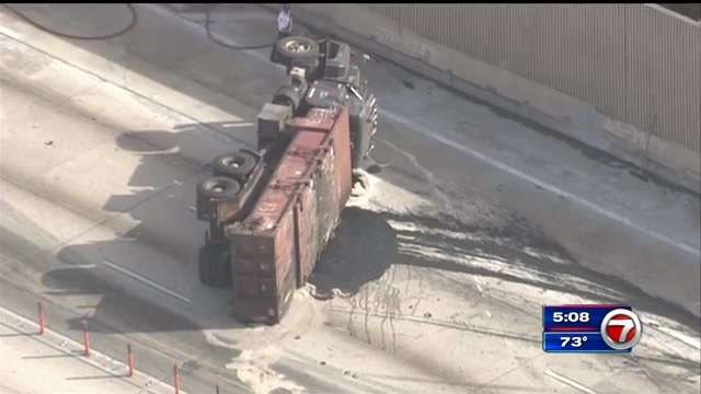 Northbound I-95 in Miami reopens after dump truck rollover crash - WSVN ...