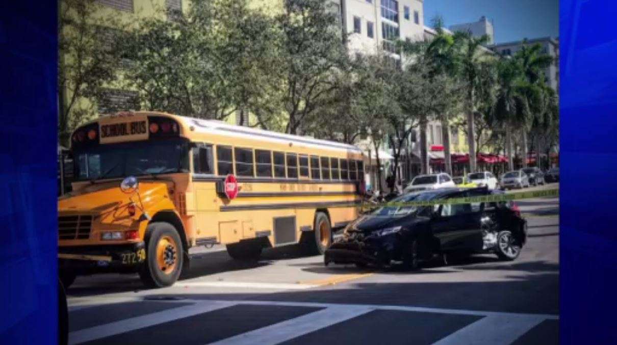1 hospitalized after car, school bus crash in Miami Beach - WSVN 7News ...