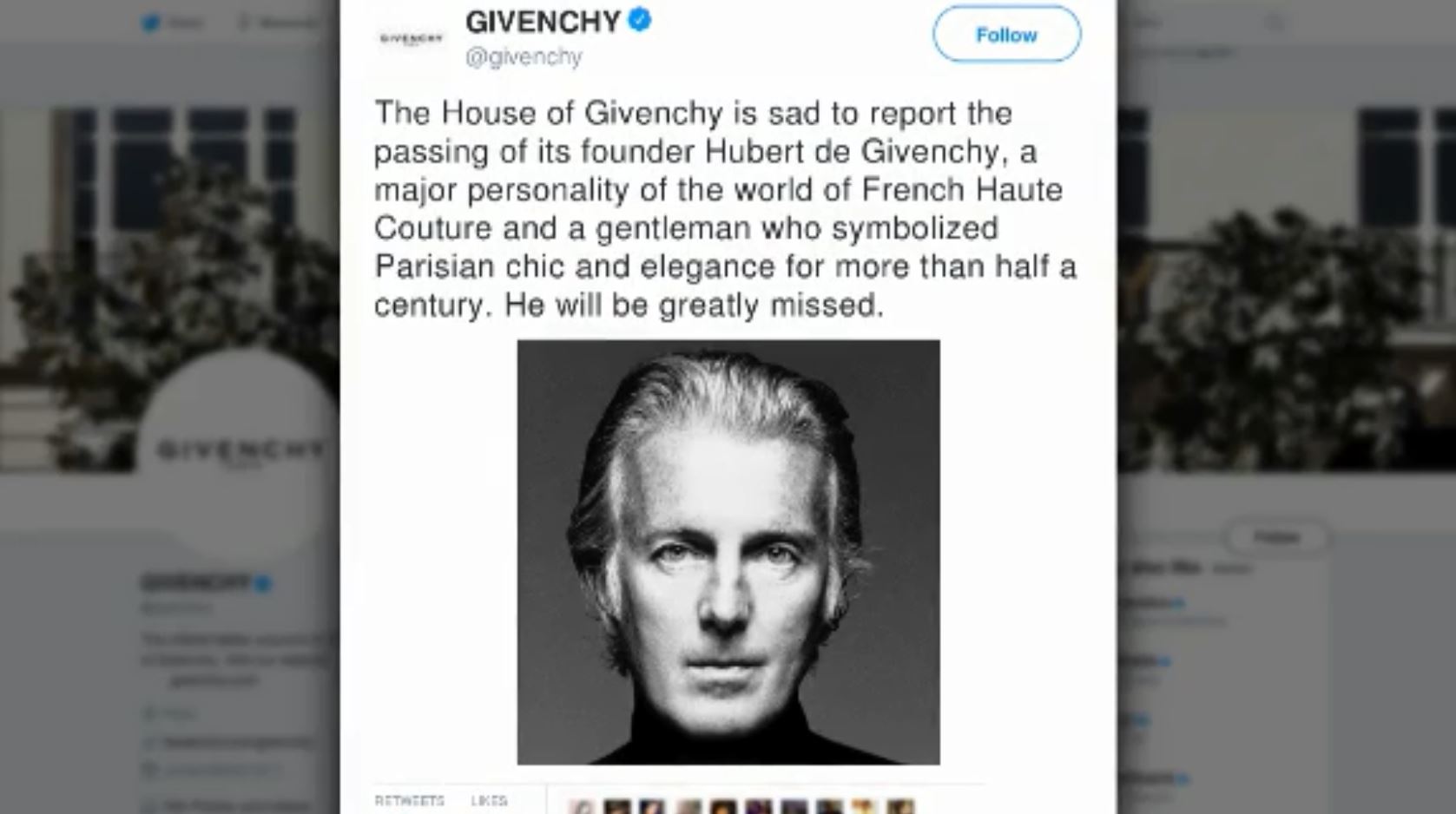 Givenchy, designer of Hepburn's little black dress, has died – WSVN 7News |  Miami News, Weather, Sports | Fort Lauderdale