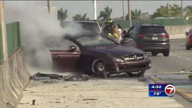 Car fire causes 5-car pileup in Pompano Beach - WSVN 7News | Miami News ...