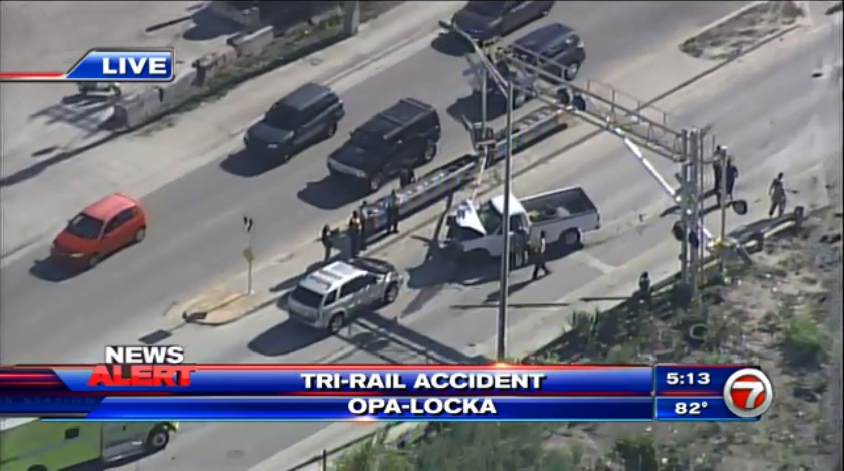 Collision between vehicle, TriRail train blocks traffic in Opalocka