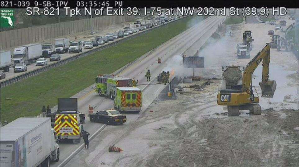 Car fire blocks southbound Turnpike beyond NW 57 Ave - WSVN 7News ...