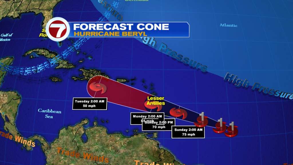 Hurricane Beryl forms in Atlantic, heads for east Caribbean WSVN