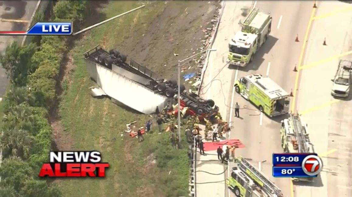 Driver dies in Miami Gardens tractor trailer crash - WSVN 7News | Miami ...