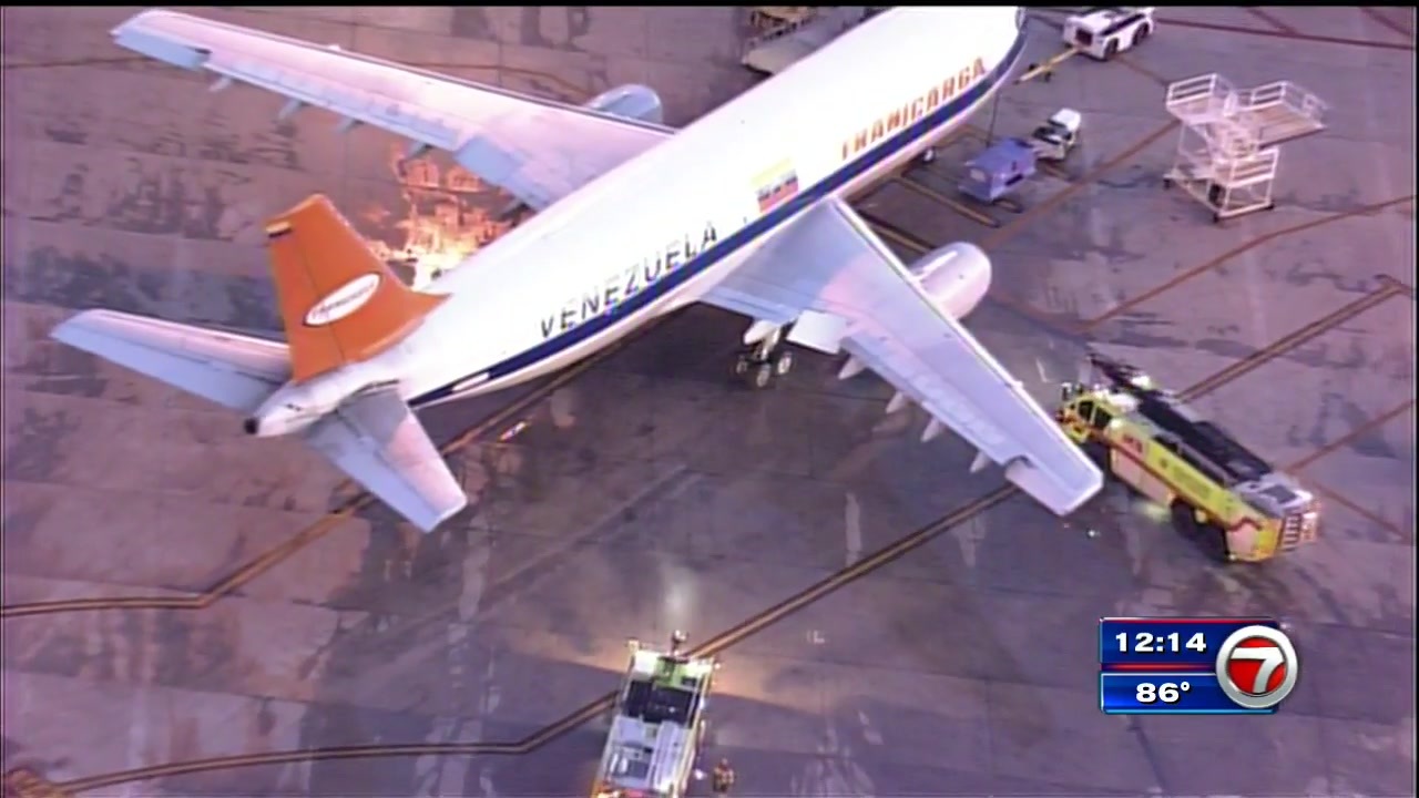 Landing gear of cargo plane catches fire while taxiing at MIA WSVN