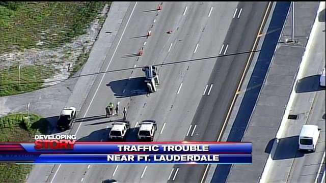 I-95 reopens at I-595 after rollover crash; 1 hospitalized - WSVN 7News ...