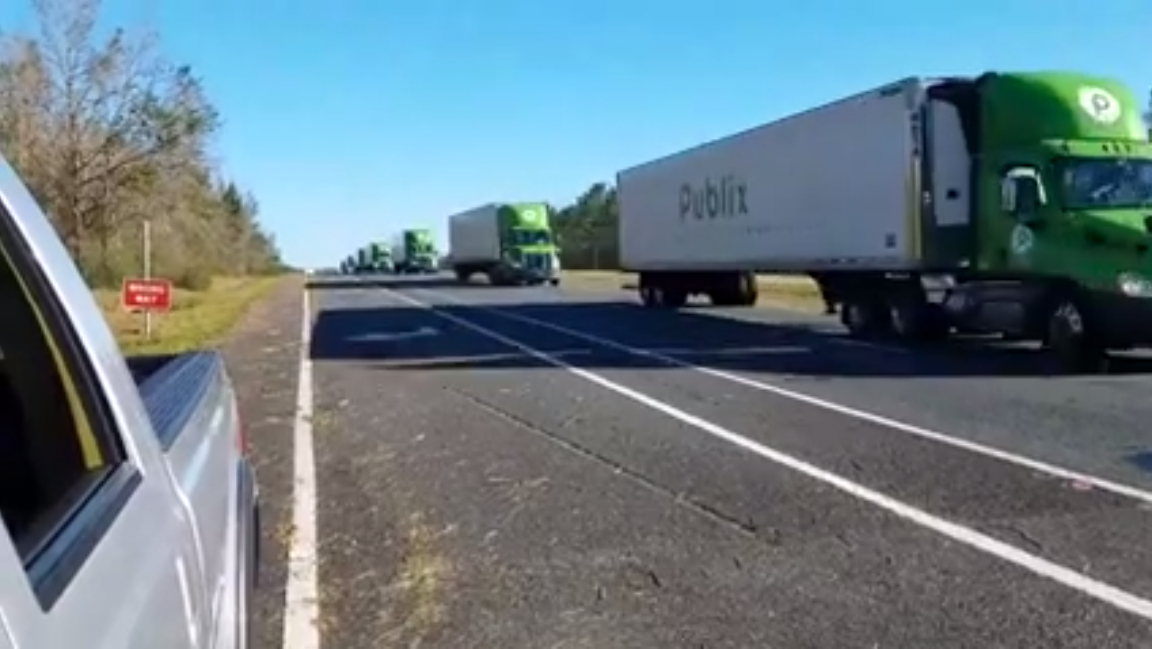 Viral video shows fleet of Publix trucks heading to Panhandle WSVN