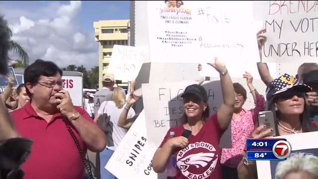 Protesters gather outside Broward Elections HQ as possible recount ...