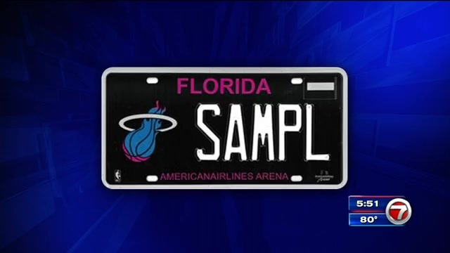 miami heat vice nights specialty license plate   sale wsvn
