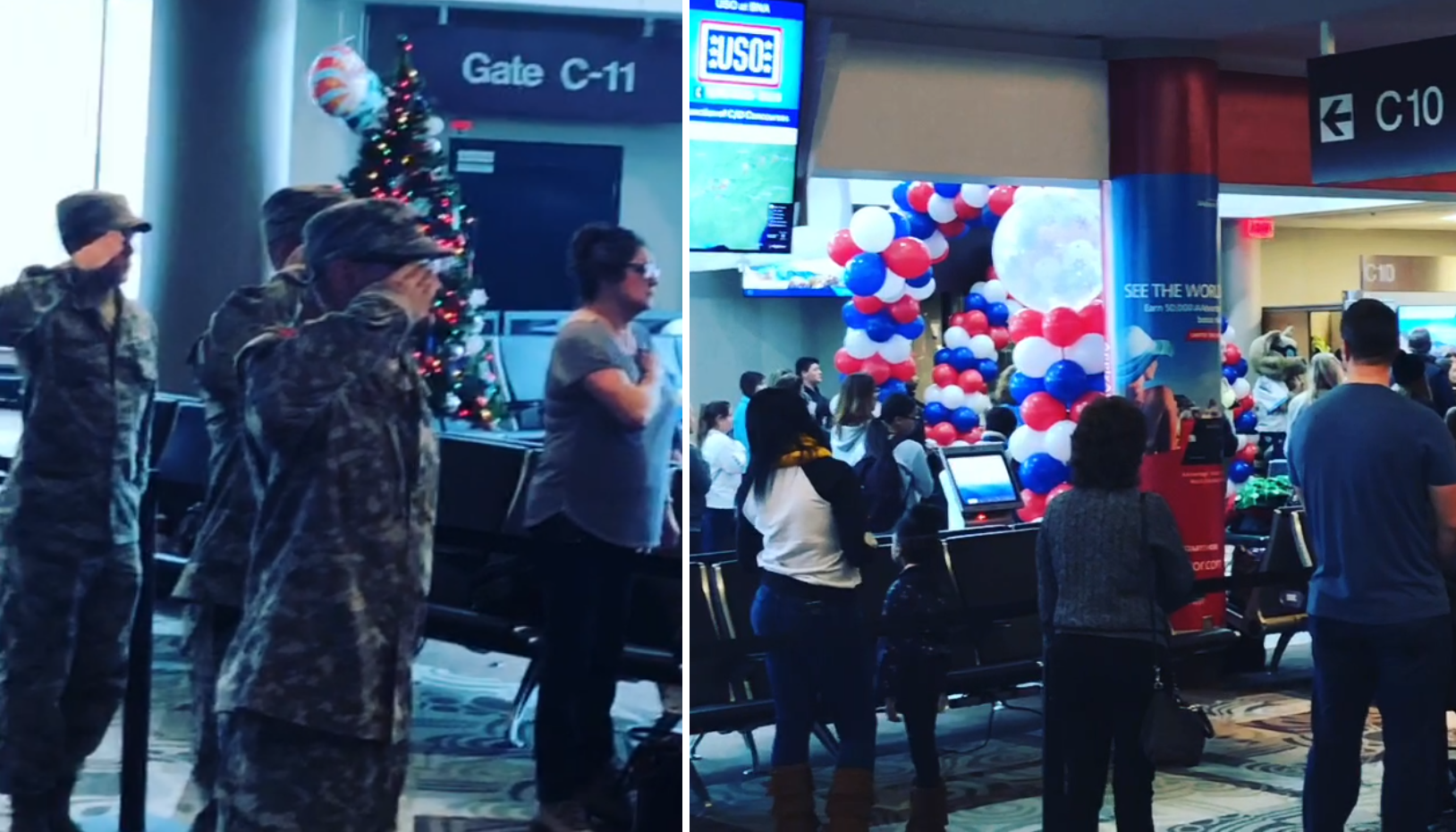 Travelers in Nashville airport stop to sing national anthem for