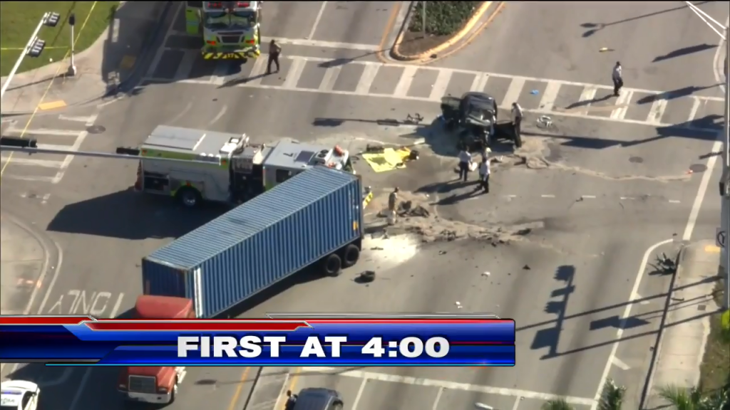 Passenger killed after being thrown from car after crash with truck in NW MiamiDade WSVN