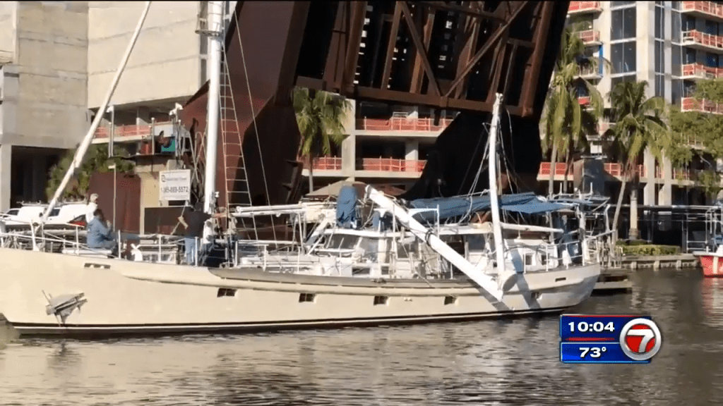 1 hospitalized after sailboat strikes Fort Lauderdale railroad bridge