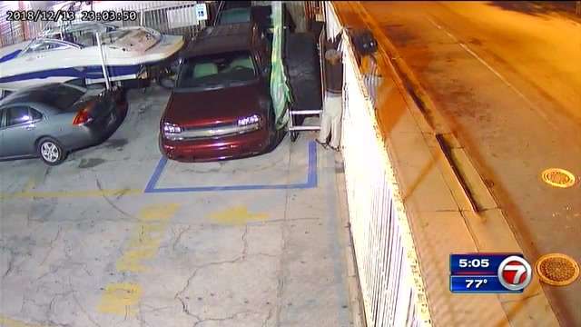 Surveillance shows burglars taking off with 2 car batteries in Miami ...