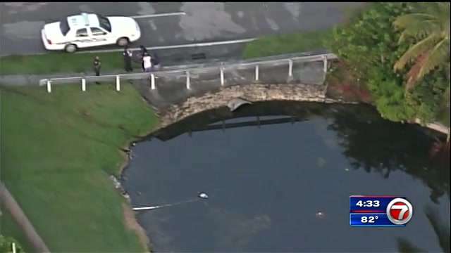 Car crashes into canal in Sunrise - WSVN 7News | Miami News, Weather ...