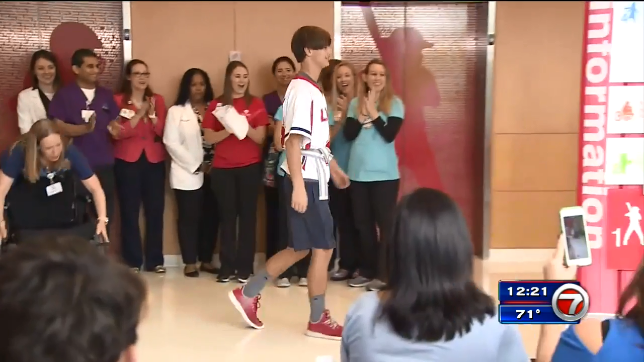 16yearold lacrosse player walks weeks after being paralyzed WSVN