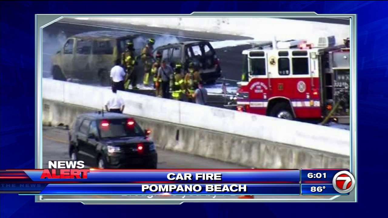 Van catches fire on I-95 northbound at Atlantic Blvd in Pompano Beach ...