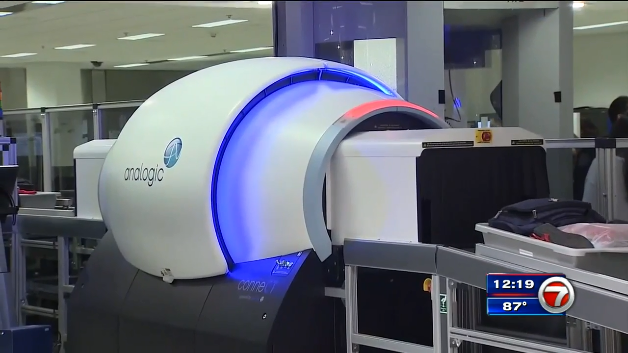 Miami International Airport’s TSA uses 3D CT scanner to detect