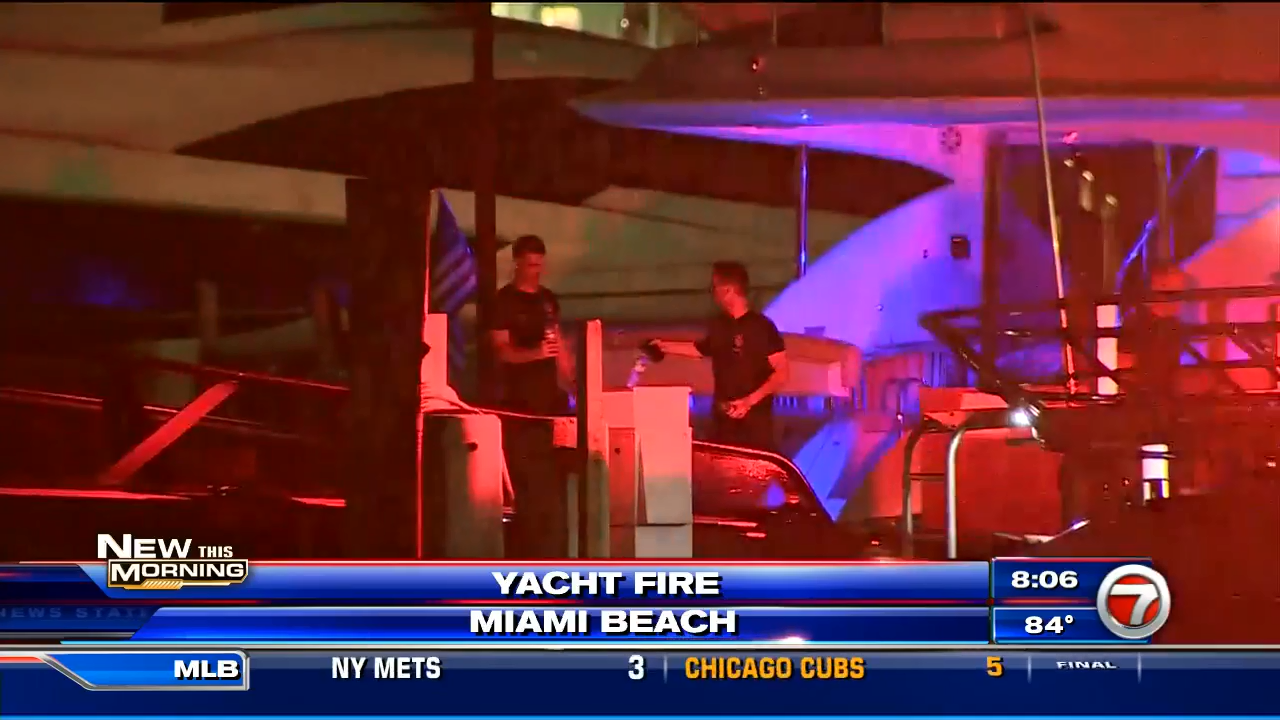 Yacht catches fire at Miami Beach marina WSVN 7News Miami News