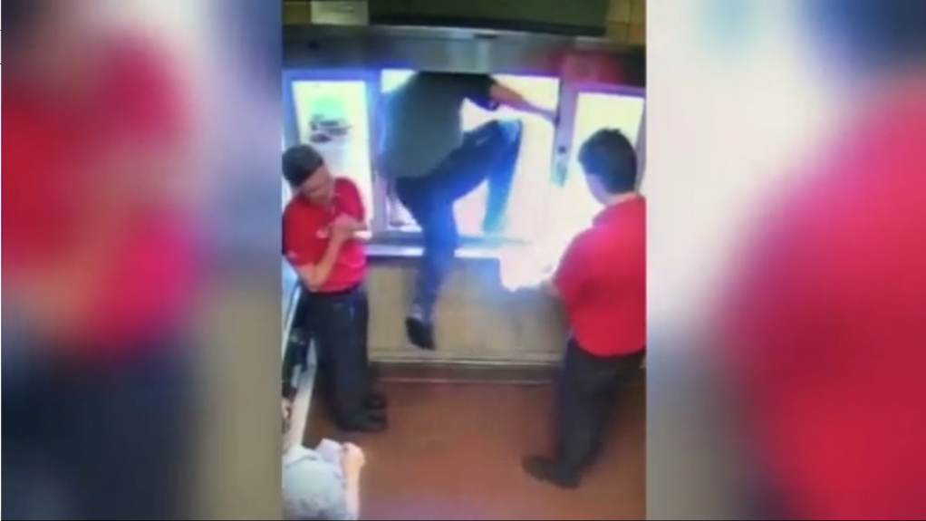 Video shows boy accidentally run straight through glass 
