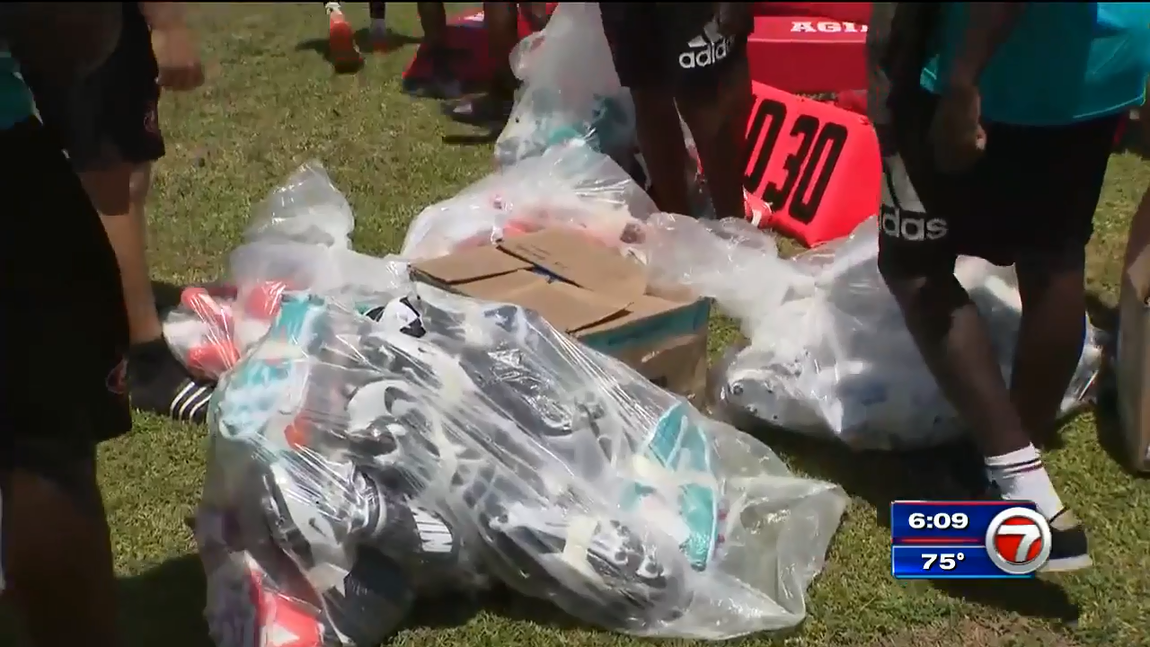 Miami Dolphins donate football equipment to Miami Edison Senior High ...