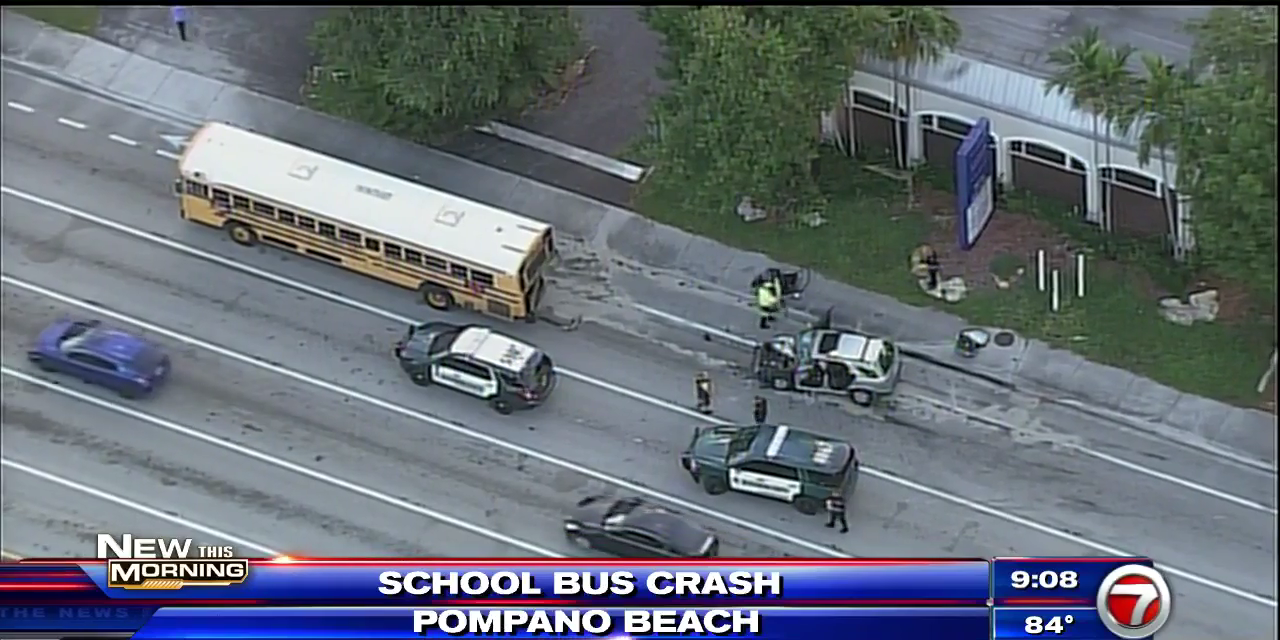 2 transported after crash involving school bus in Pompano Beach - WSVN ...