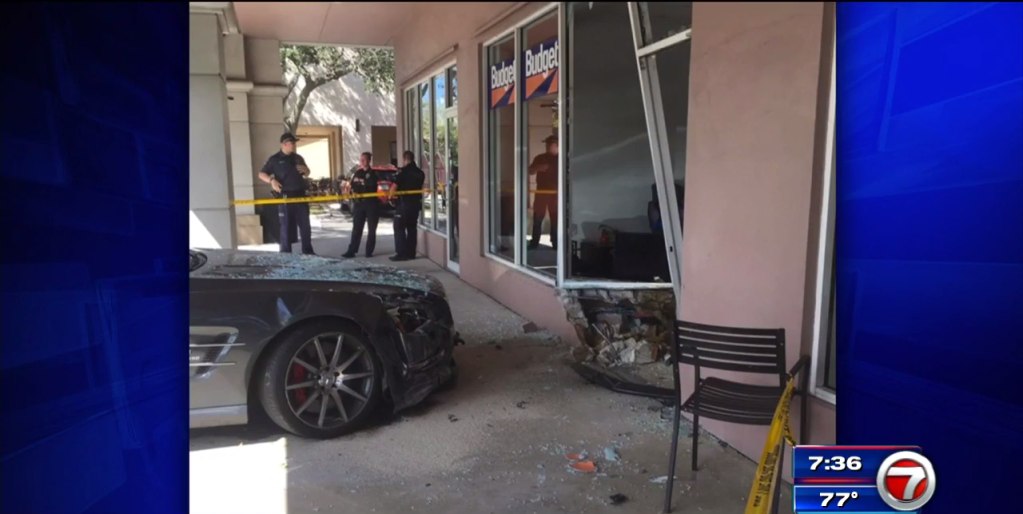 Car crashes into Budget Rent A Car store in Coral Springs