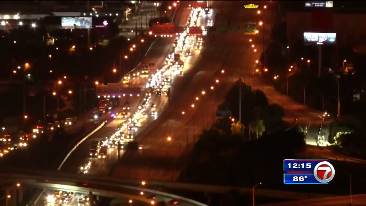 Southbound closures on I-95 continue near downtown Miami - WSVN 7News ...