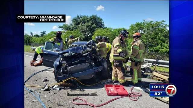1 airlifted after rollover wreck in Opa-Locka - WSVN 7News | Miami News ...