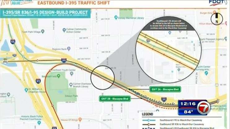 I-395 to shift into new traffic pattern - WSVN 7News | Miami News ...
