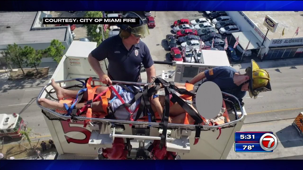Construction worker rescued after falling at Miami building - WSVN ...