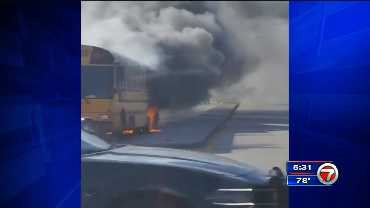 School bus catches fire in Oakland Park; no injuries WSVN 7News