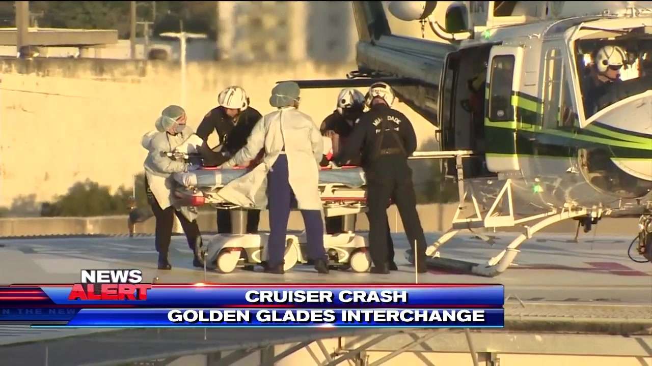 Miami officer airlifted, 2 transported after crash on I-95 near Golden ...