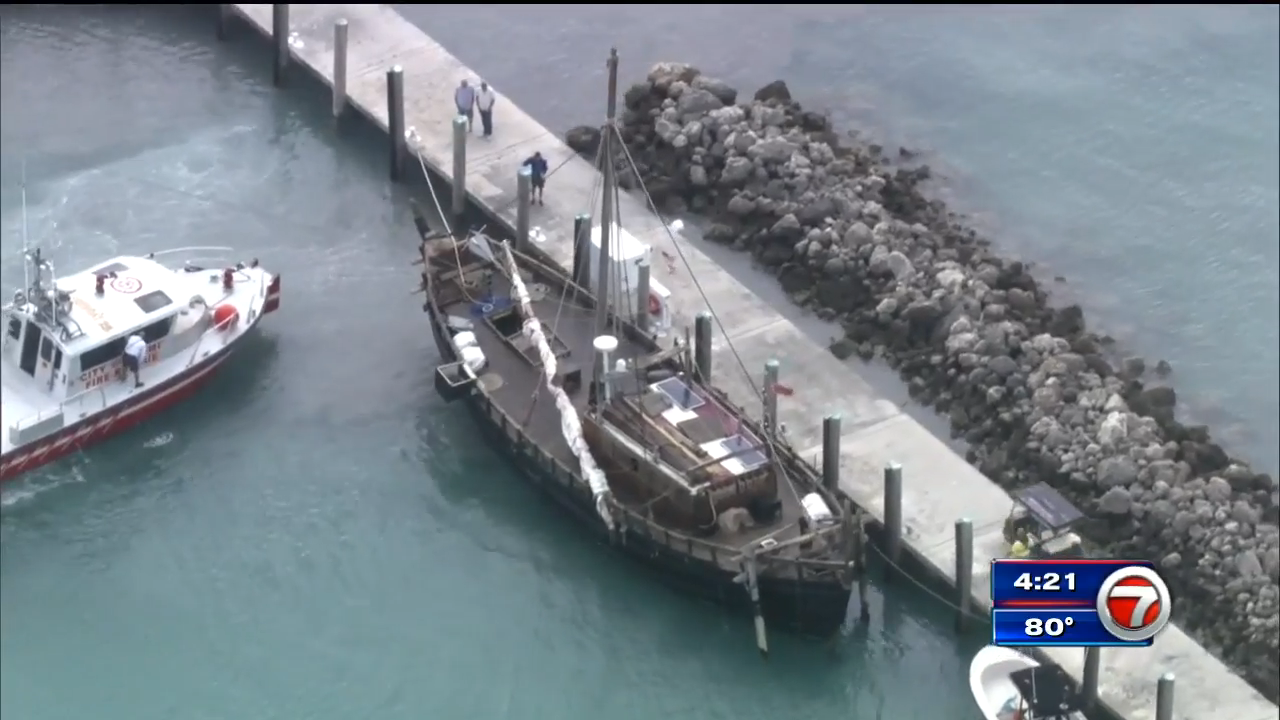 66foot replica ship, the Phoenicia, arrives in Miami WSVN 7News