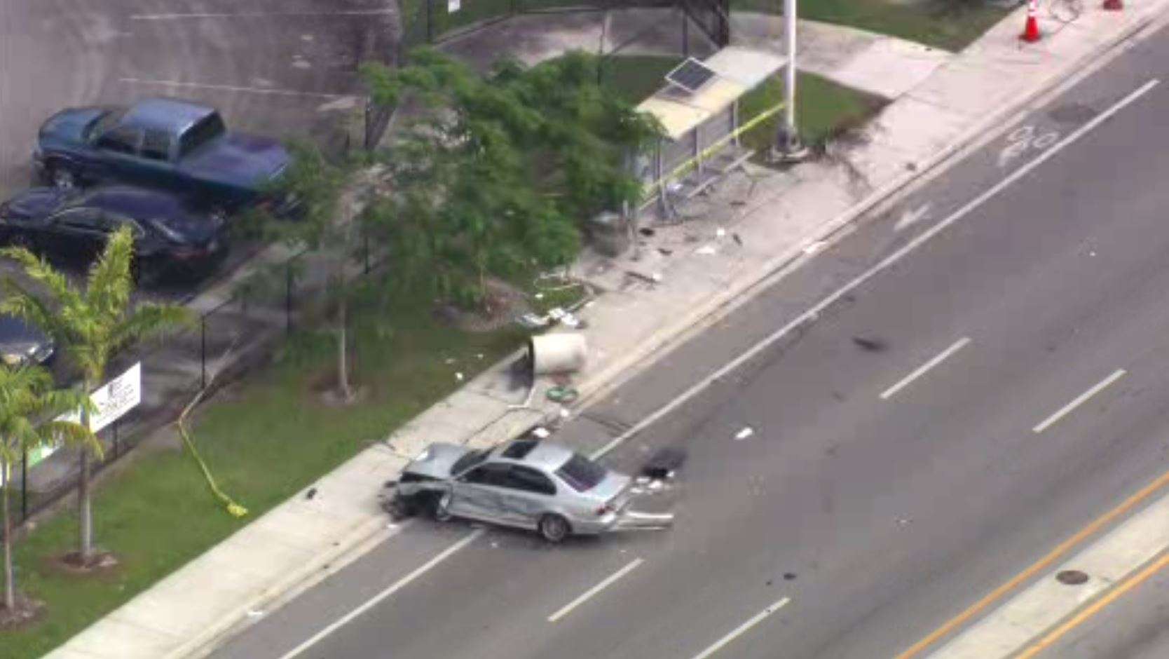 2 women hospitalized after car crashes into Fort Lauderdale bus stop ...