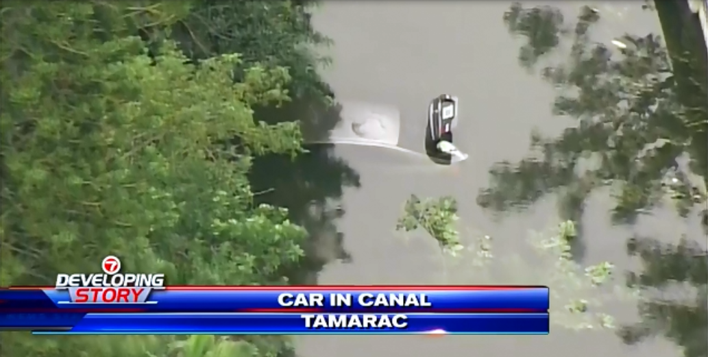 Man dead after car plunges into Tamarac canal - WSVN 7News | Miami News ...