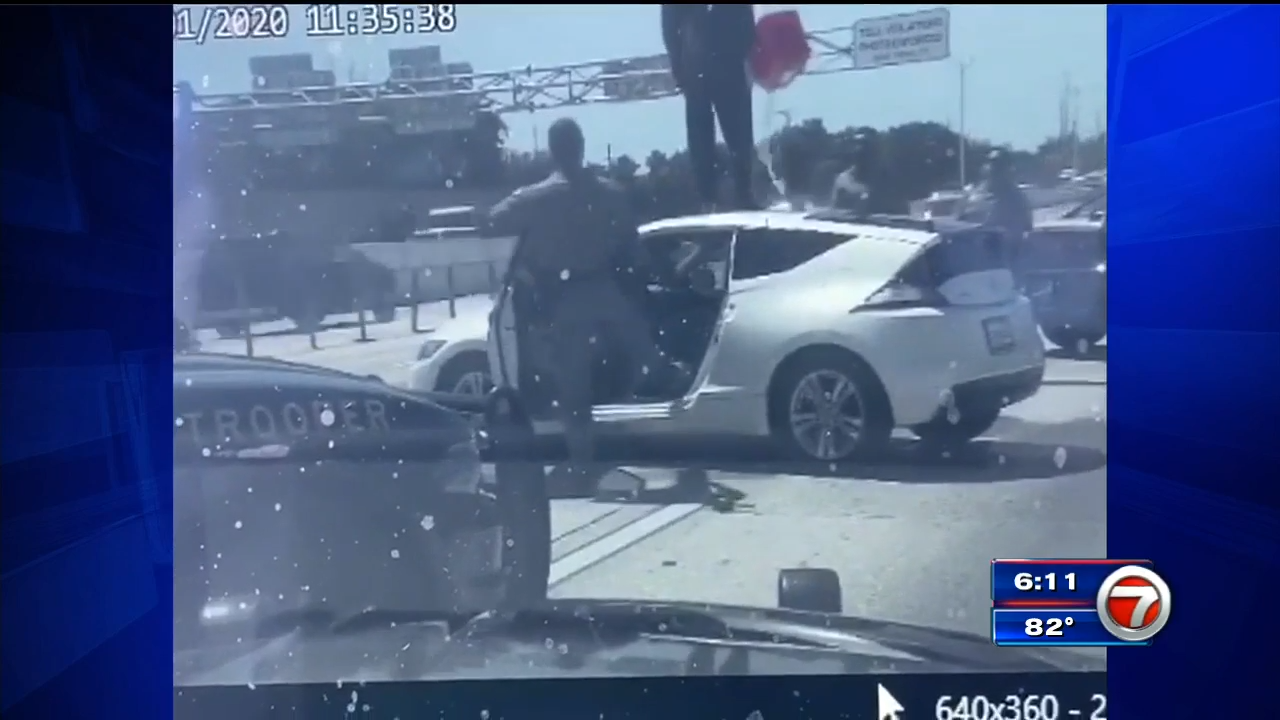 FHP troopers prevent man from setting car on fire on I-95 - WSVN 7News ...