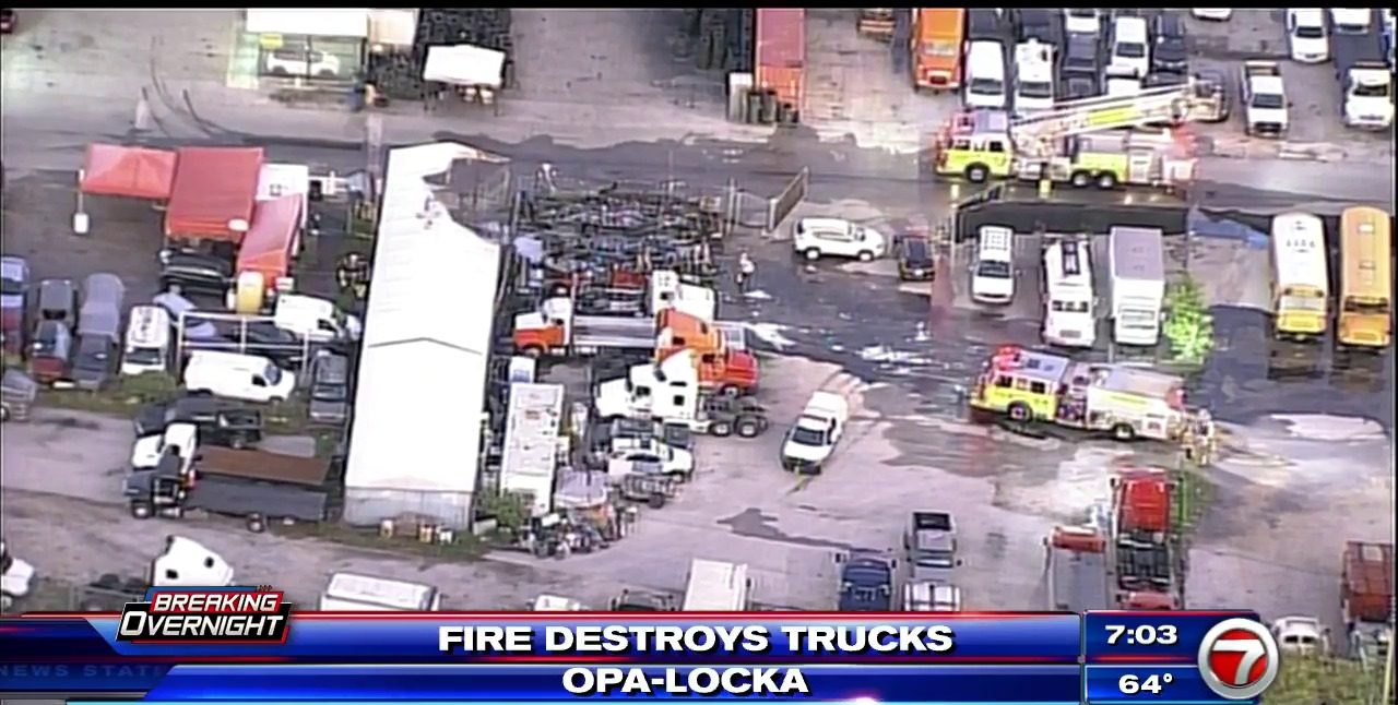 Several trucks destroyed by fire in OpaLocka WSVN 7News Miami News