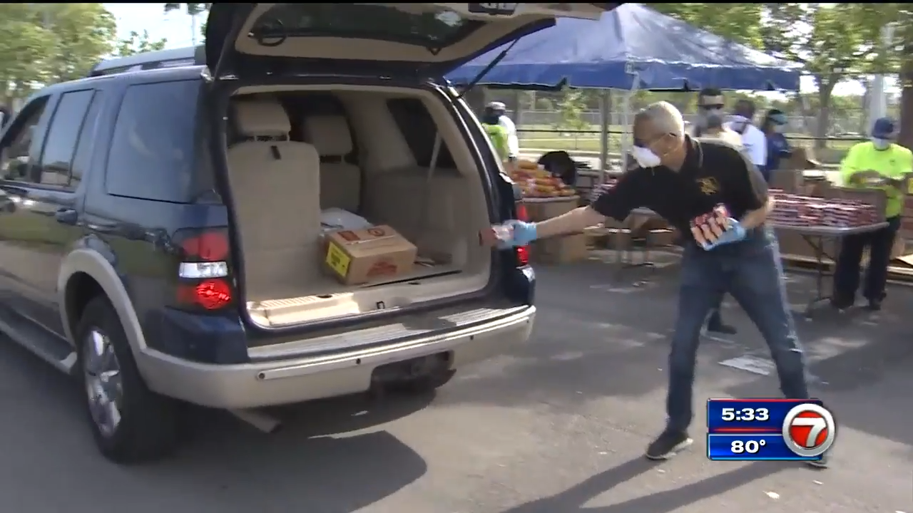 South Florida church, local food bank hold drivethru food distribution